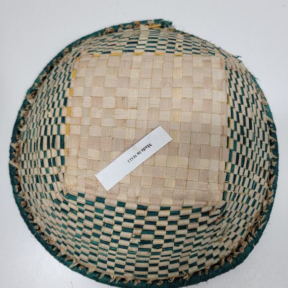 Vintage Handmade Malian Woven Wall Baskets 5" -15" Pink Green Wall Decor - Picture 3 of 16